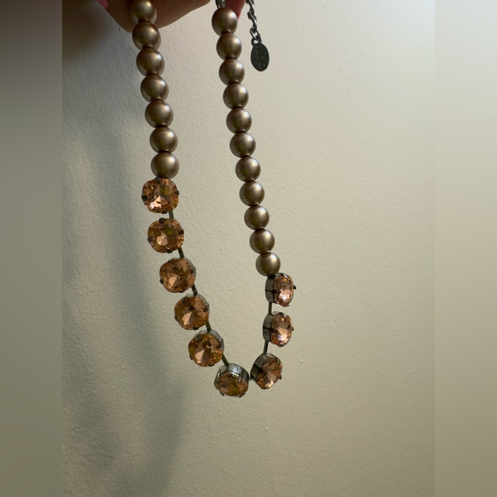 Elegant Pink silver pearl rustic gold Beaded Necklace